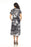 Joseph Ribkoff Midnight Blue/Vanilla Striped Floral Button-Down Midi Shirt Dress 232050 NEW