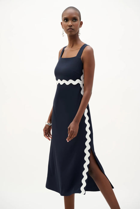 Joseph Ribkoff Contrast Trim Square Neck Midi Dress 262230