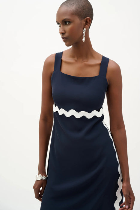 Joseph Ribkoff Contrast Trim Square Neck Midi Dress 262230
