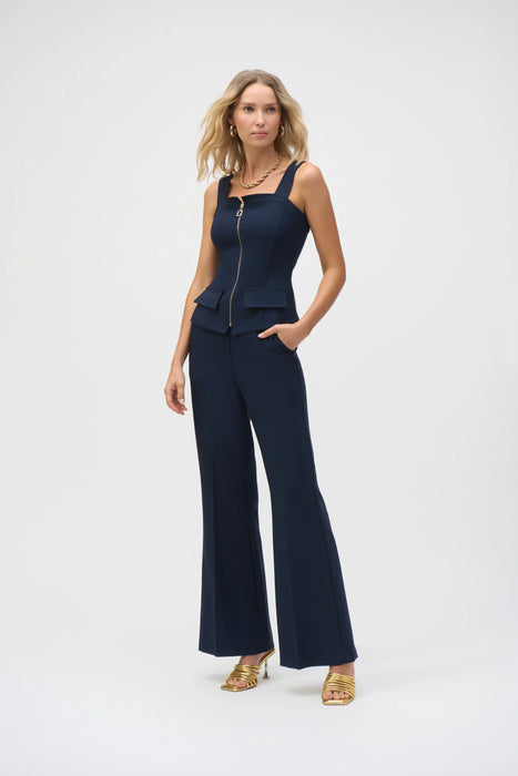 Joseph Ribkoff Midnight Blue Zip Front Luxe Twill Bustier Top 252225