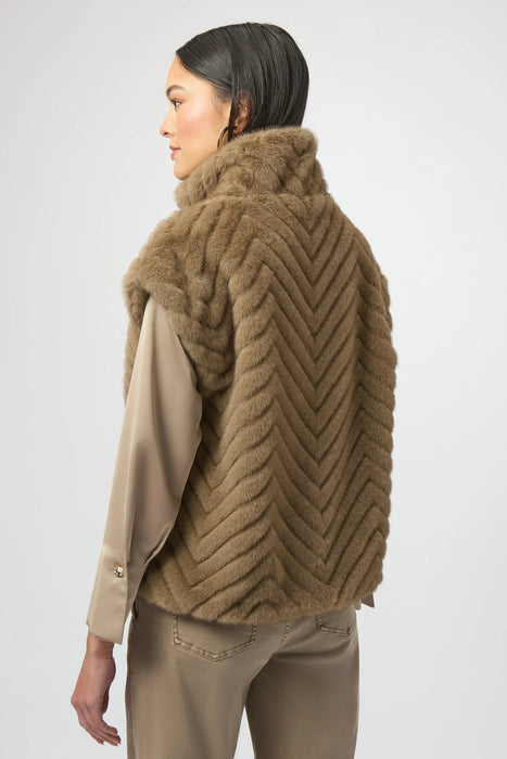 Joseph Ribkoff Chevron Zip Up Faux Fur Vest 254906