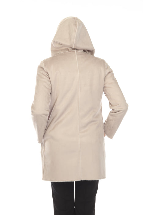Joseph Ribkoff Mink Faux Fur Hooded Button-Down Reversible Coat 233922