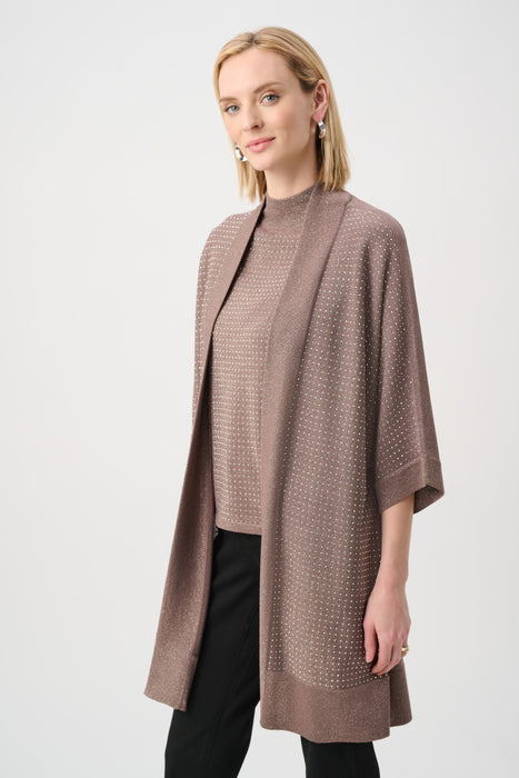 Joseph Ribkoff Embellished 3/4 Sleeves Bouclé Open Front Jacket 254937