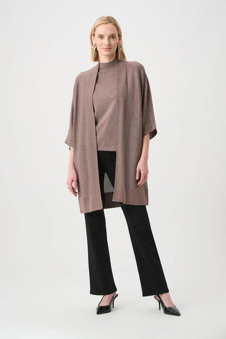 Joseph Ribkoff Embellished 3/4 Sleeves Bouclé Open Front Jacket 254937