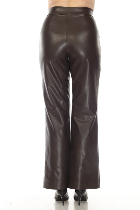 Joseph Ribkoff Mocha Faux Leather Pull On Bootcut Pants 233263