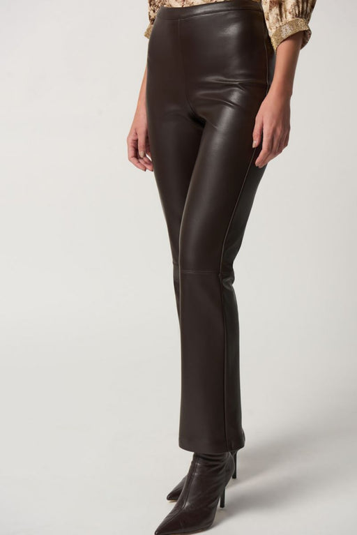 Joseph Ribkoff Style 233179 Mocha Faux Leather Pull On Flared Pants