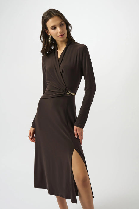 Joseph Ribkoff Faux Wrap Midi Fit and Flare Dress 253235