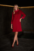 Joseph Ribkoff 254149 Deep Cherry Mock Neck Long Cuffed Sleeve Trapeze Dress