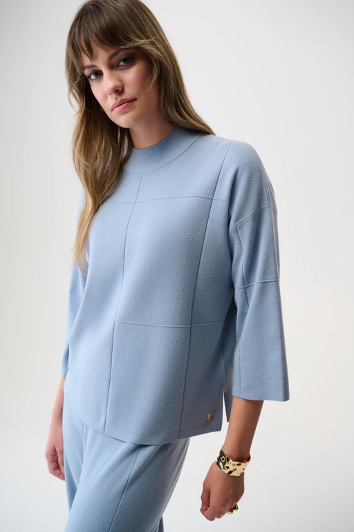 Joseph Ribkoff 261981 Chambray Mock Neck Straight Sweater Top