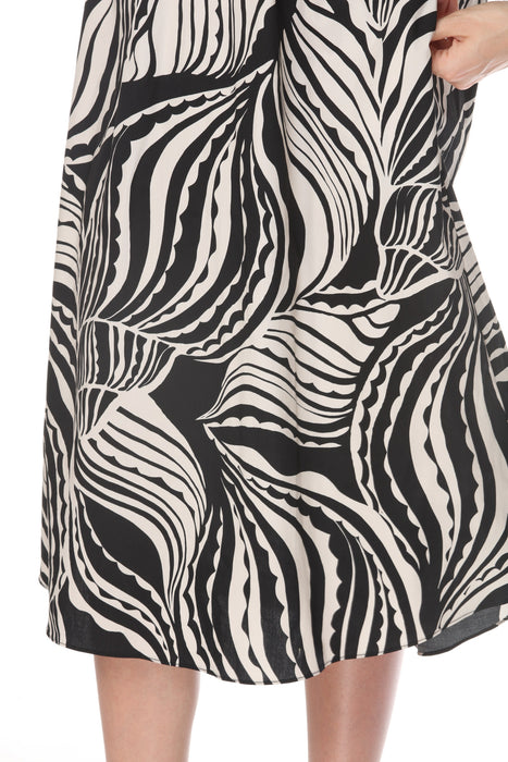 Joseph Ribkoff Moonstone/Black Abstract Print Trapeze Dress 262262