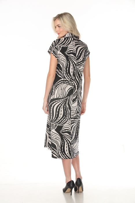 Joseph Ribkoff Moonstone/Black Abstract Print Trapeze Dress 262262