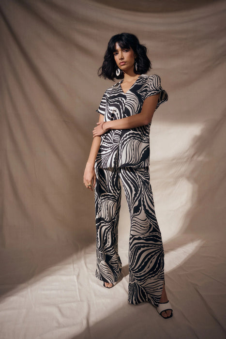 Joseph Ribkoff Moonstone Abstract Side Slit Wide Leg Pants 262257
