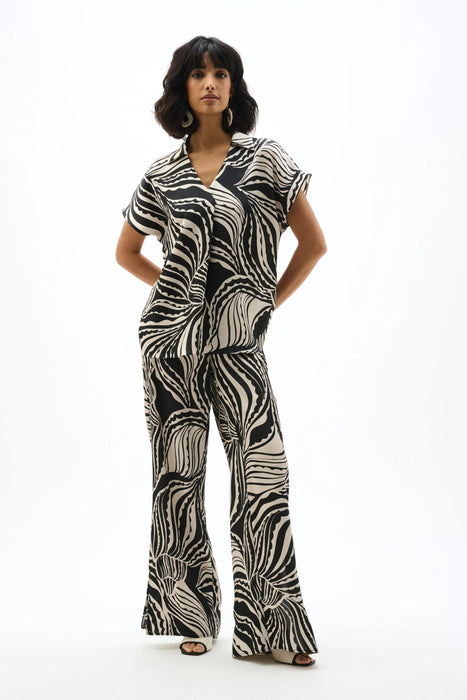Joseph Ribkoff Moonstone Abstract Side Slit Wide Leg Pants 262257