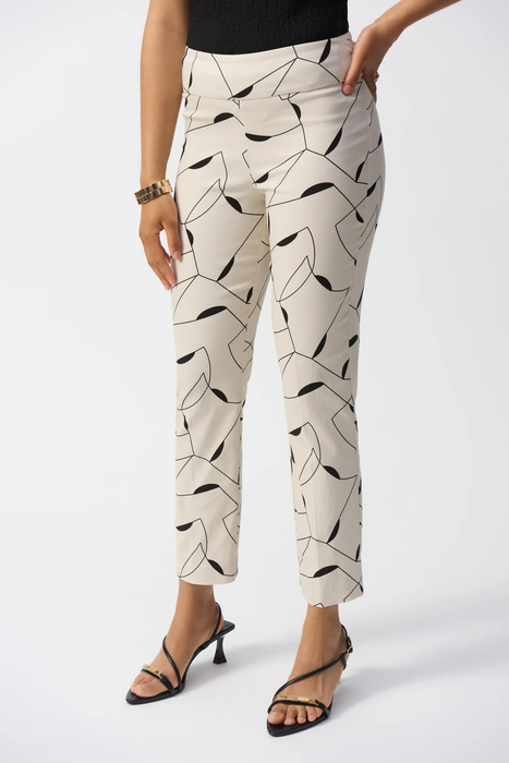 Joseph Ribkoff 251219 Moonstone/Black 
Geometric Print Straight Pants