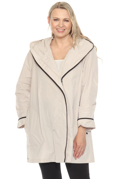 Joseph Ribkoff Style 251184 Moonstone/Black Hooded Lightweight Coat