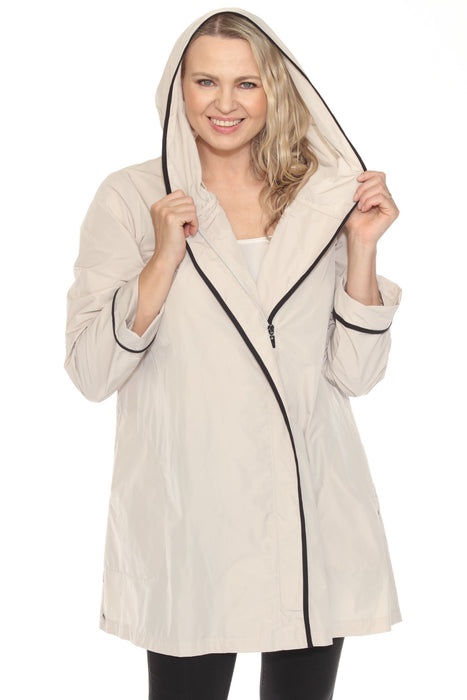 Joseph Ribkoff Moonstone/Black Hooded Lightweight Coat 251184