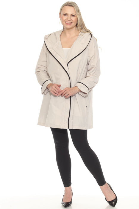 Joseph Ribkoff Moonstone/Black Hooded Lightweight Coat 251184