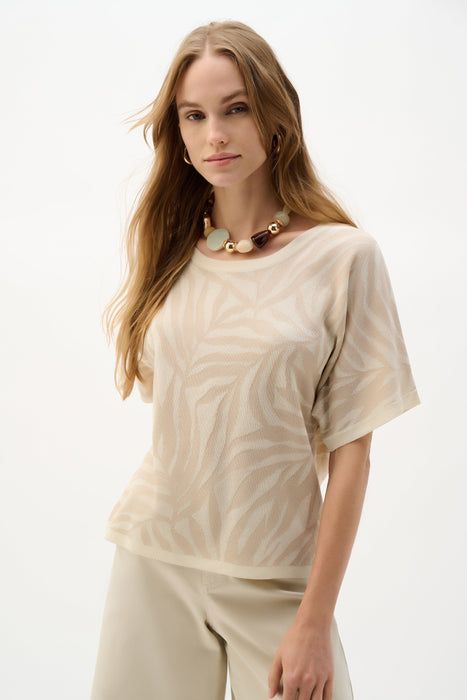 Joseph Ribkoff Moonstone/Canvas Tropical Sweater Knit Top 262956