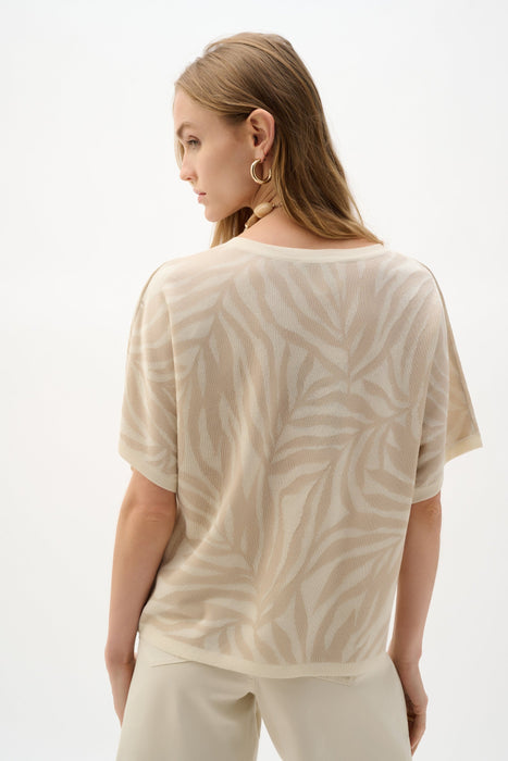 Joseph Ribkoff Moonstone/Canvas Tropical Sweater Knit Top 262956