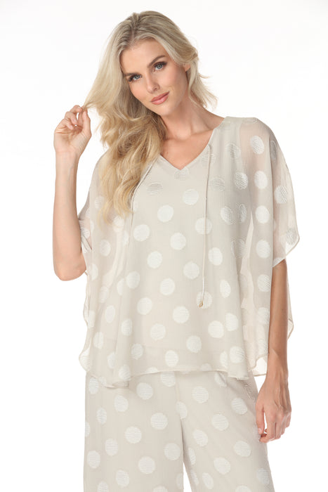 Joseph Ribkoff Moonstone Chiffon Jacquard Dotted Pullover Top 262258