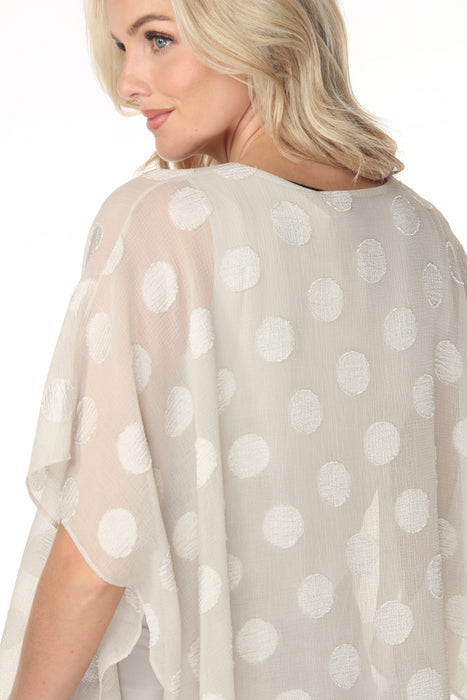 Joseph Ribkoff Moonstone Chiffon Jacquard Dotted Pullover Top 262258