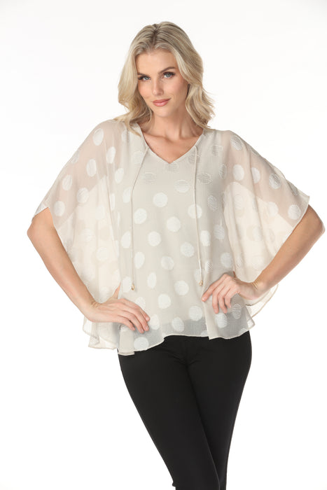 Joseph Ribkoff Moonstone Chiffon Jacquard Dotted Pullover Top 262258