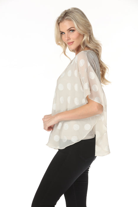 Joseph Ribkoff Moonstone Chiffon Jacquard Dotted Pullover Top 262258