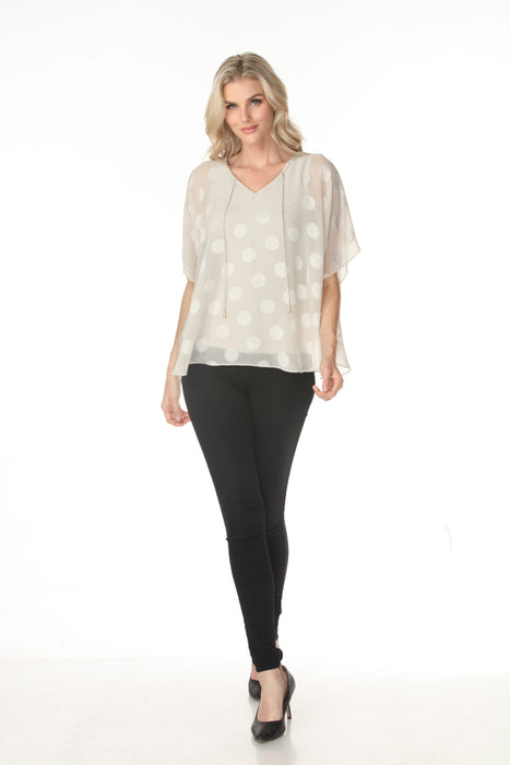 Joseph Ribkoff Moonstone Chiffon Jacquard Dotted Pullover Top 262258