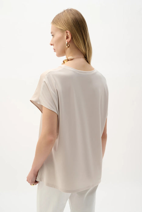 Joseph Ribkoff Crew Neck Short Sleeve Satin Top 262189