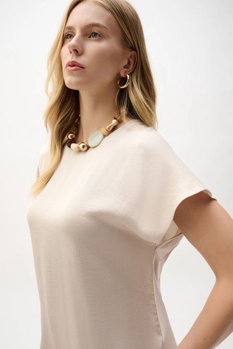 Joseph Ribkoff Crew Neck Short Sleeve Satin Top 262189