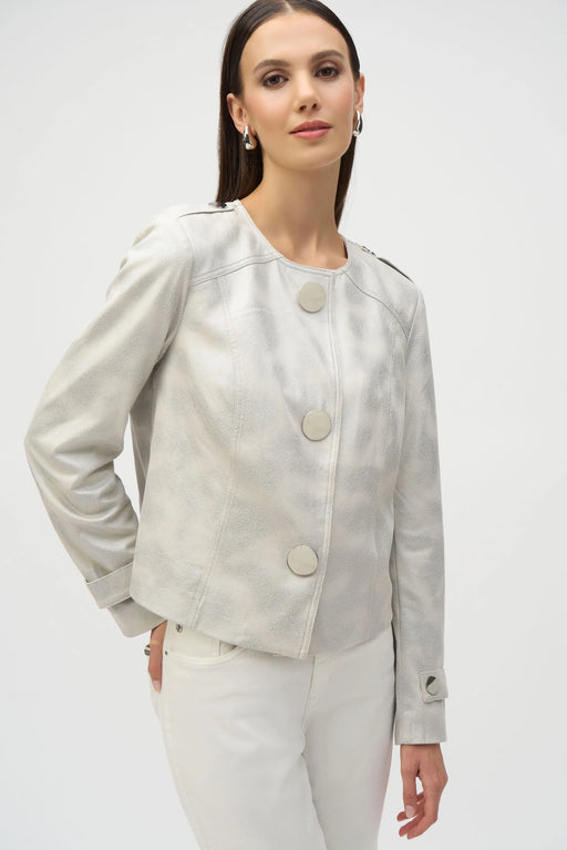 Joseph Ribkoff Style 252918 Moonstone Faux Suede Boxy Jacket