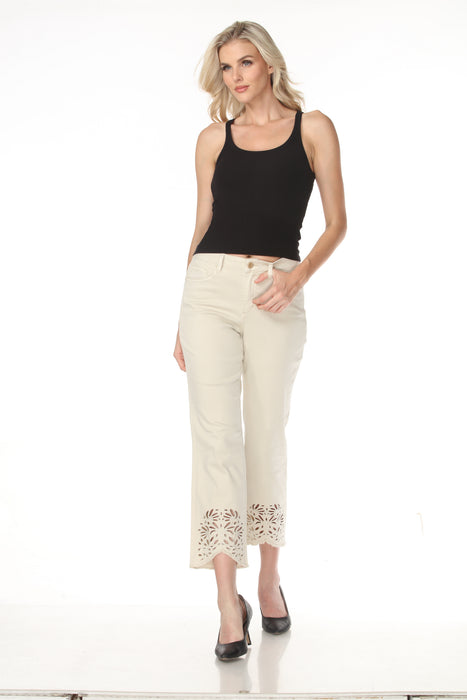 Joseph Ribkoff Moonstone Floral Embroidered Hem Jean Pants 262980