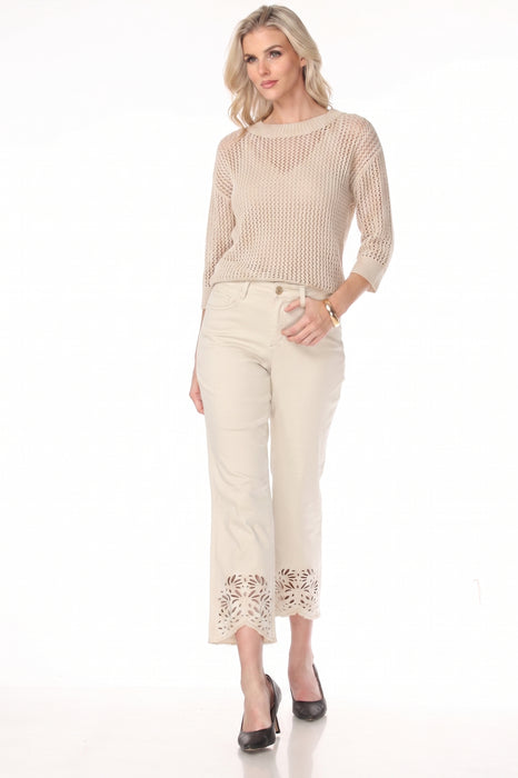 Joseph Ribkoff Moonstone Floral Embroidered Straight Jeans 262980