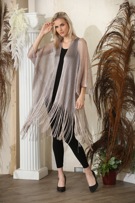 Joseph Ribkoff Fringe Open Stitch Longline Cover-Up 262973
