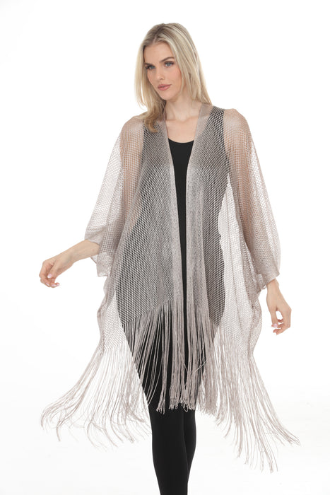 Joseph Ribkoff Fringe Open Stitch Longline Cover-Up 262973