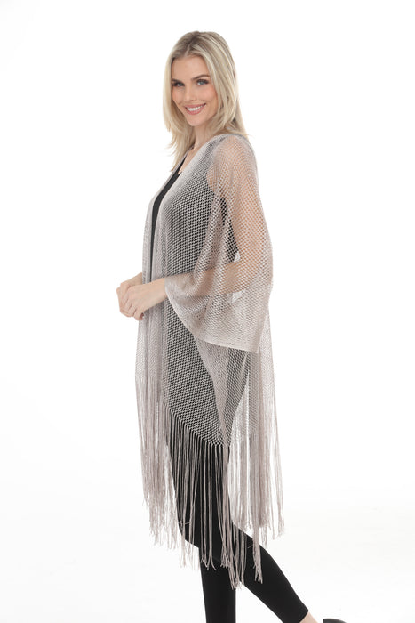 Joseph Ribkoff Fringe Open Stitch Longline Cover-Up 262973