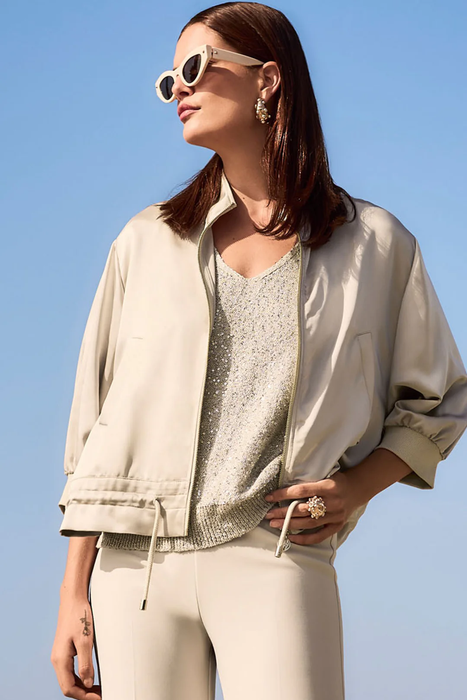Joseph Ribkoff 261913 Moonstone Funnel Neck Drawstring Boxy Jacket