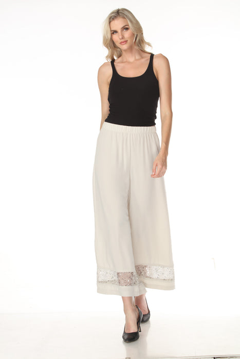 Woman modeling Joseph Ribkoff gauze pull-on pants for special occasions