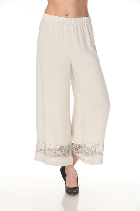 Joseph Ribkoff Moonstone Gauze Sequined Pull-On Culotte Pants 262253