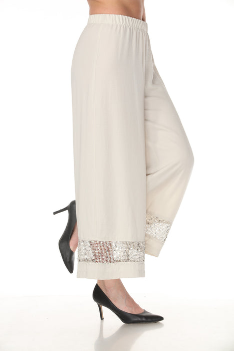 Joseph Ribkoff Moonstone Gauze Sequined Pull-On Culotte Pants 262253