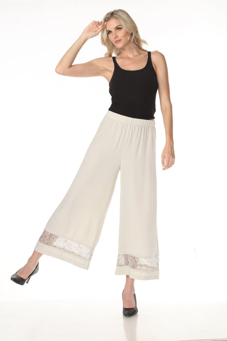 Joseph Ribkoff Moonstone Gauze Sequined Pull-On Culotte Pants 262253