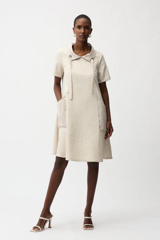 Joseph Ribkoff 261027 Moonstone Geometric Textured Collared A-Line Dress