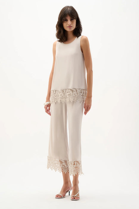 Joseph Ribkoff Moonstone Guipure Lace Hem Sleeveless Top 262094