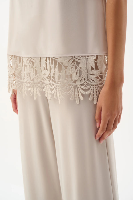 Joseph Ribkoff Moonstone Guipure Lace Hem Sleeveless Top 262094