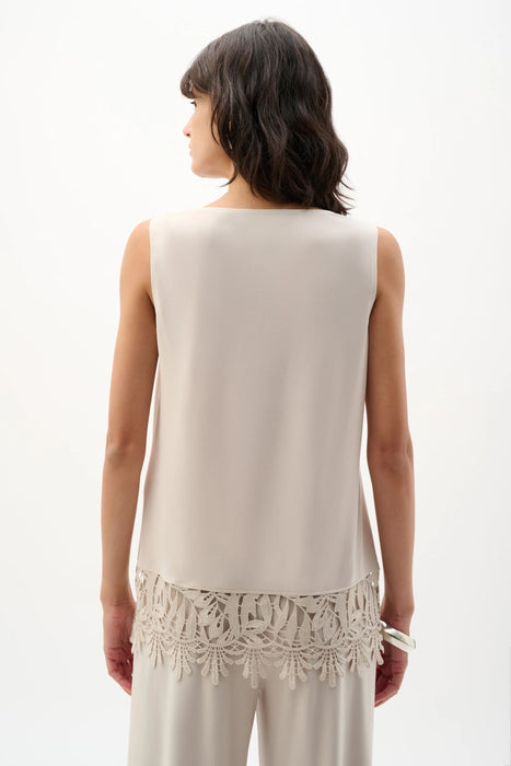 Joseph Ribkoff Moonstone Guipure Lace Hem Sleeveless Top 262094