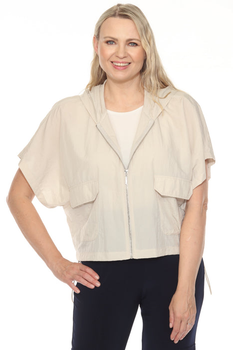 Joseph Ribkoff Moonstone Hooded Zip Front Boxy Jacket 252222