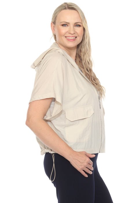 Joseph Ribkoff Moonstone Hooded Zip Front Boxy Jacket 252222