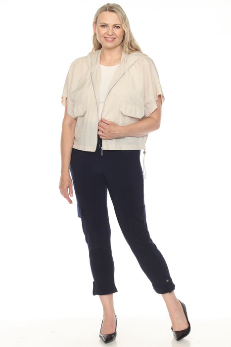 Joseph Ribkoff Moonstone Hooded Zip Front Boxy Jacket 252222