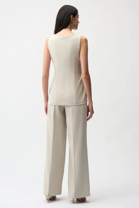 Joseph Ribkoff Moonstone Lux Twill Wide Pantsuit-Style Jumpsuit 261214