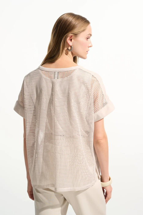 Joseph Ribkoff Crew Neck Short Sleeve Mesh Top 261642